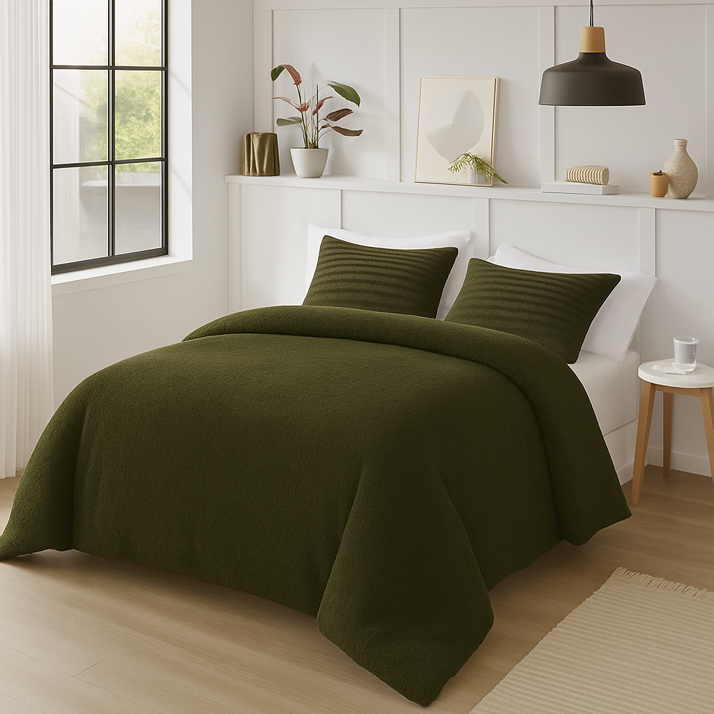 Sherpa Comfortable Stylish Comforter Olive