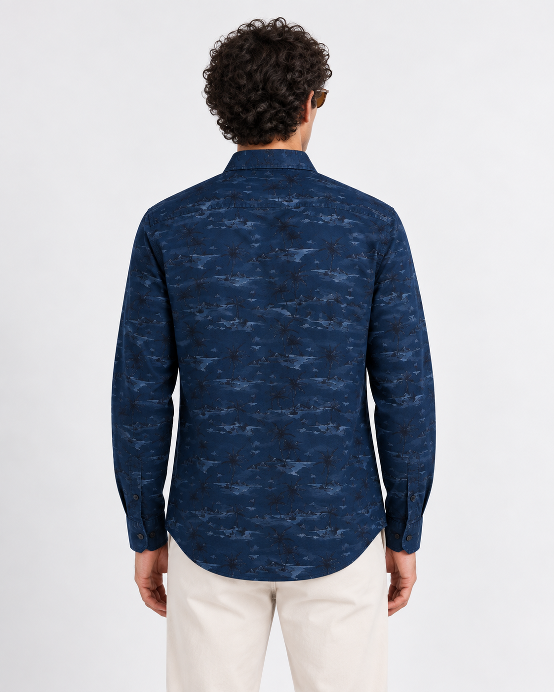 Men’s Premium Tropical Print Full-Sleeve Shirt – Navy