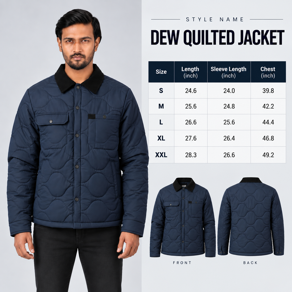 Men's Stylish Premium Padded Jacket Dew Olive
