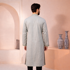Outwear Men's Exclusive Embroidered Cotton Panjabi- D27_Light Olive