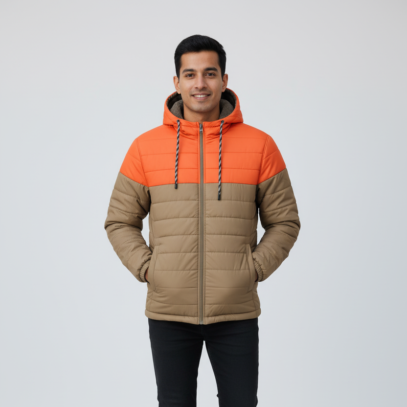 Men’s High Quality Premium Padded Jacket SDV- Grey Orange