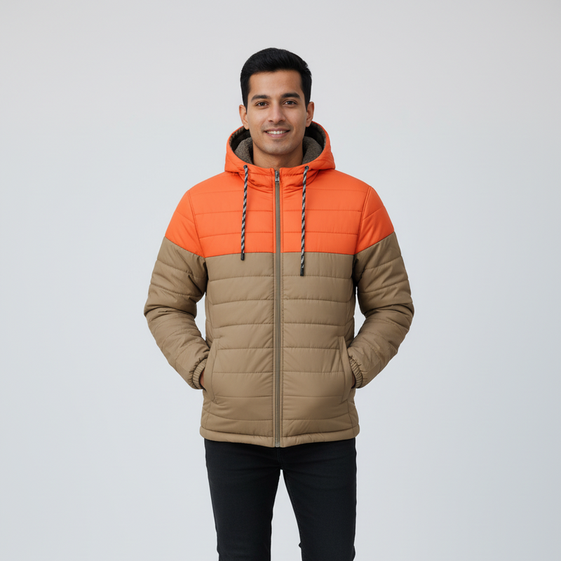 Men’s High Quality Premium Padded Jacket SDV- Grey Orange