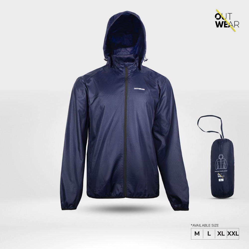 Windbreaker Travel Jacket with Portable Bag-Dark Navy