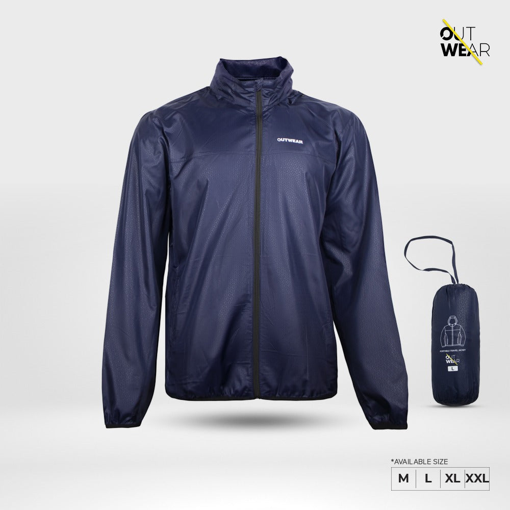 Windbreaker Travel Jacket with Portable Bag-Dark Navy