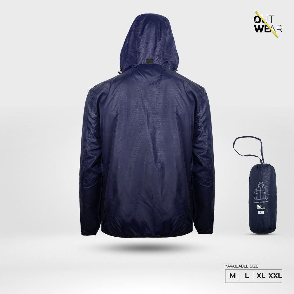 Windbreaker Travel Jacket with Portable Bag-Dark Navy