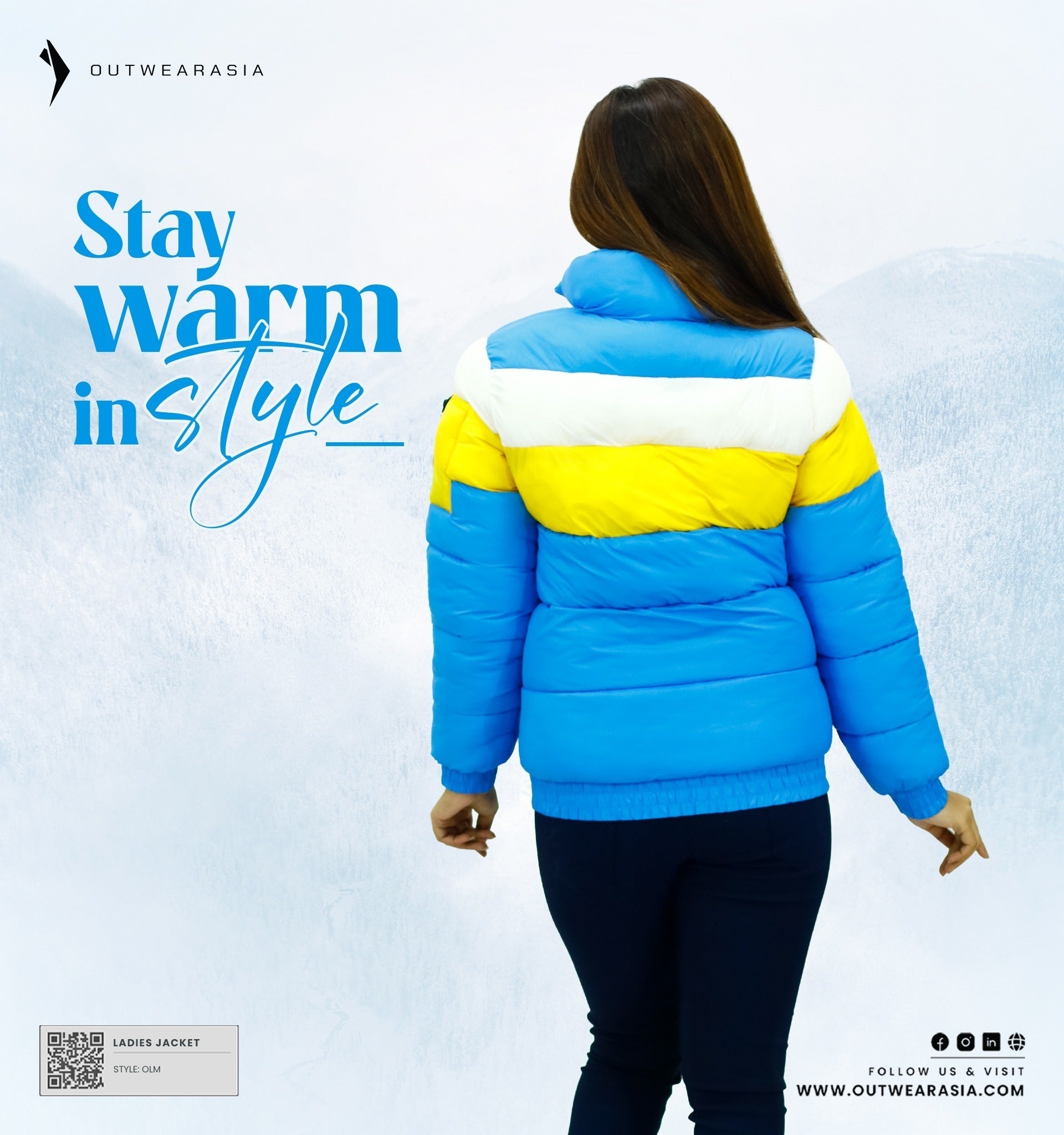 Ladies Multicolor Stylish Winter jacket- OLMCJ-5 BLUE