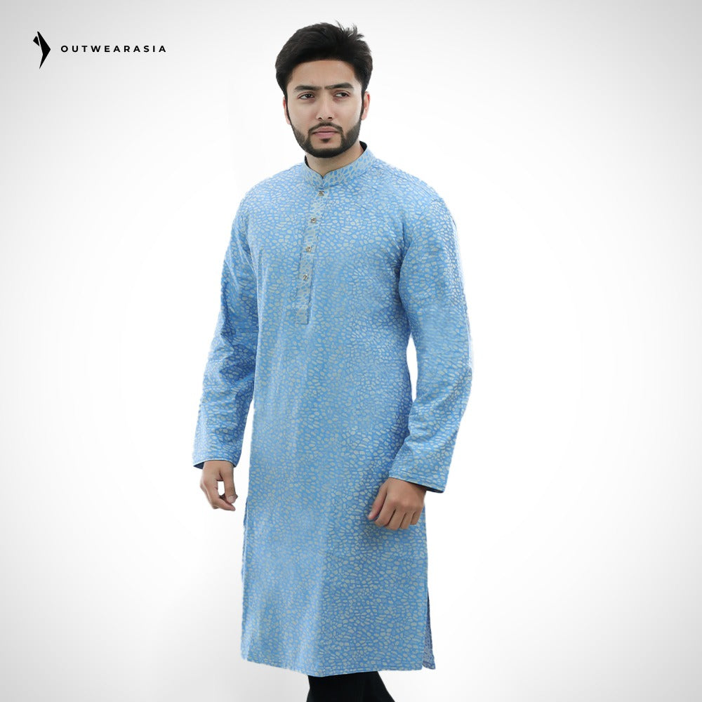 Men's Printed Jacquard Fabric Panjabi | Outwear - D24