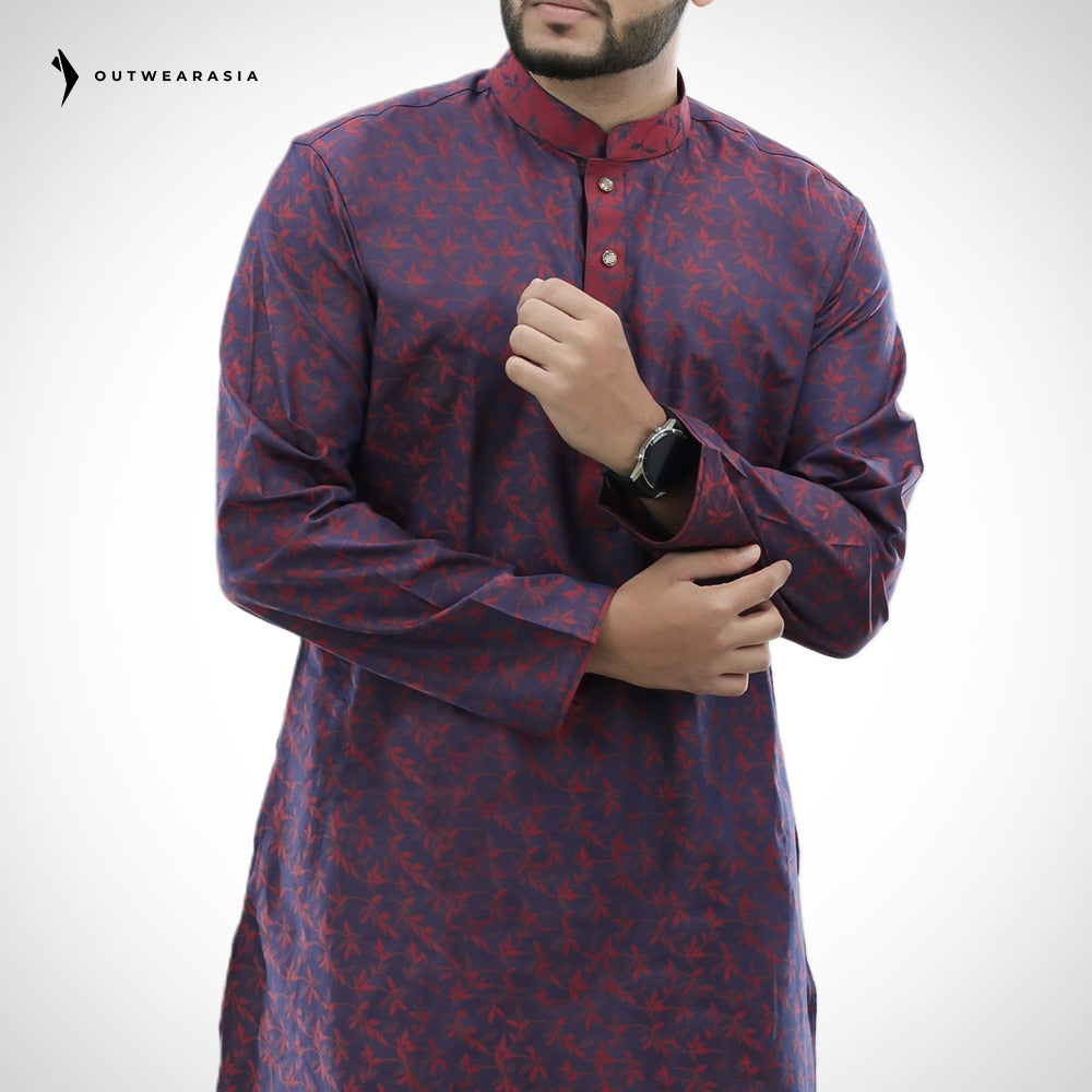 Men's Printed Jacquard Fabric Panjabi | Outwear - D24