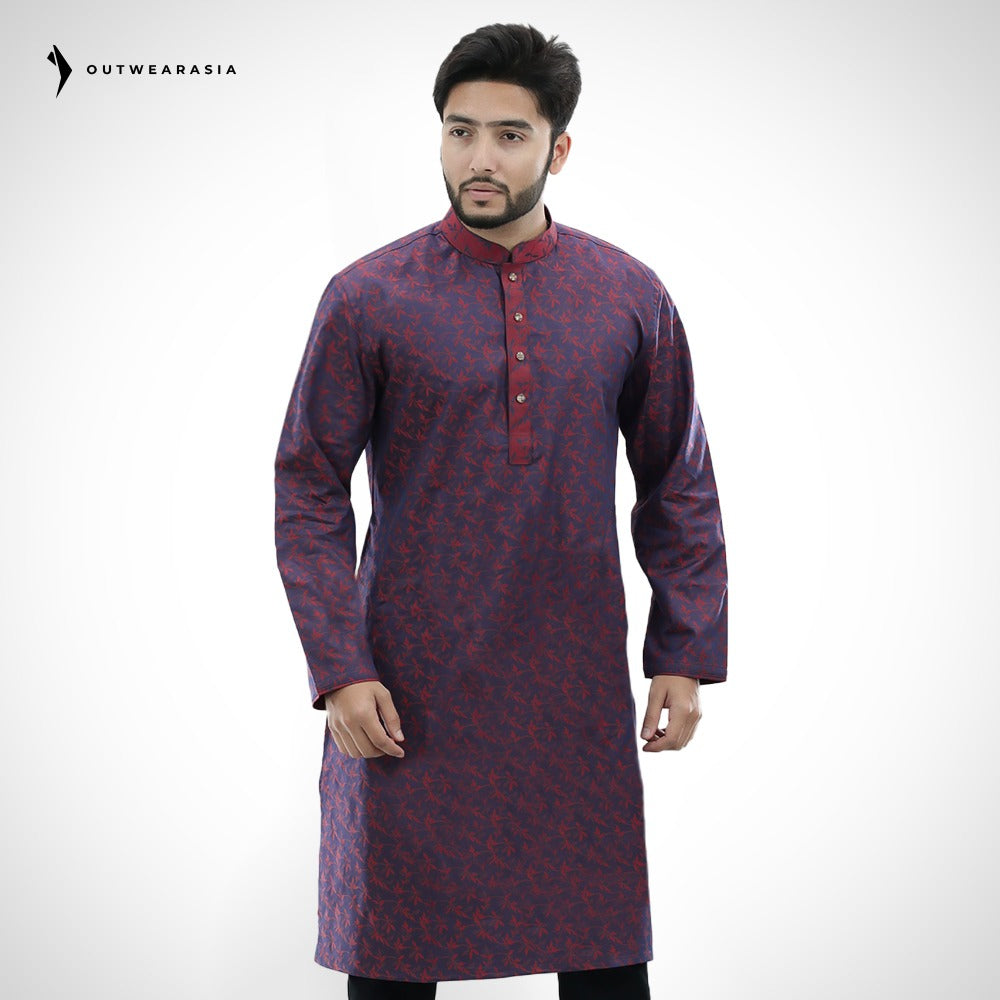 Men's Printed Jacquard Fabric Panjabi | Outwear - D24