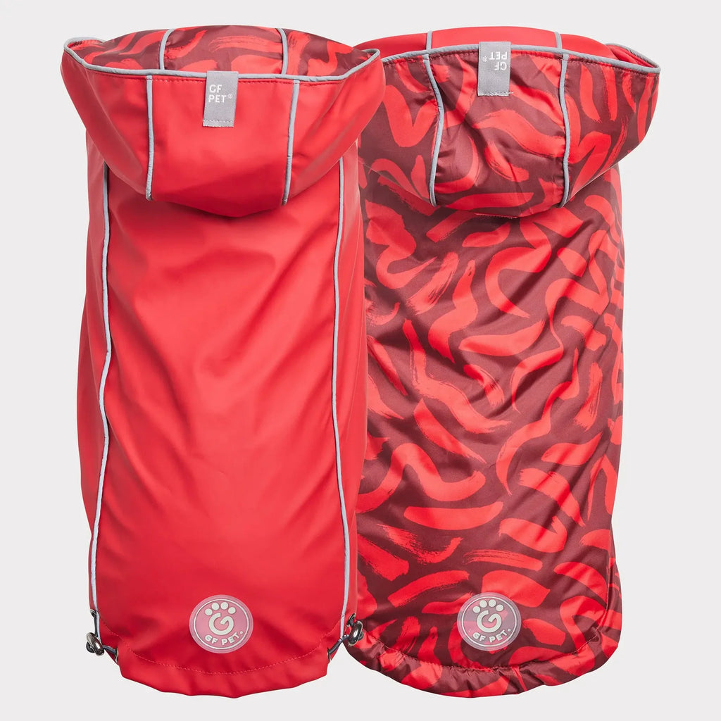 Reversible Dog Raincoat | Red Abstract