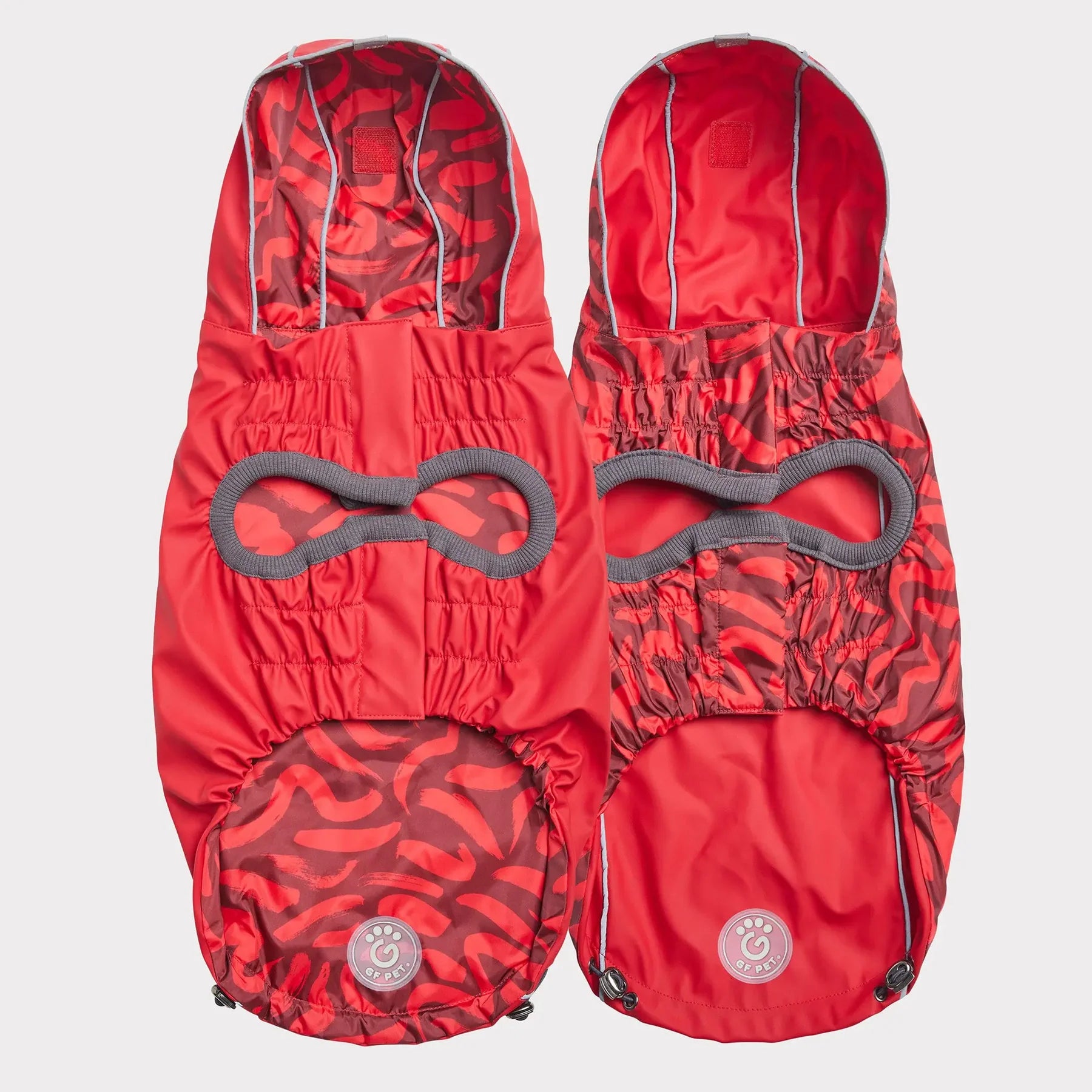 Reversible Dog Raincoat | Red Abstract