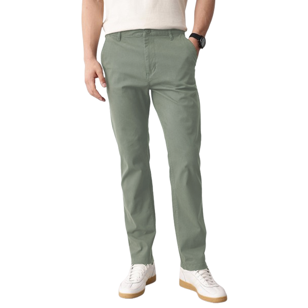 Men’s Slim Fit Olive  Stretch Chinos – Twill Cotton Fabric