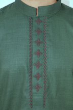 Men’s Green Clssic Embroidered Punjabi Taqwdeer-1