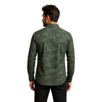 Men's Full Sleeve Camo Print Shirt - Army Green Casual Shirt for Men