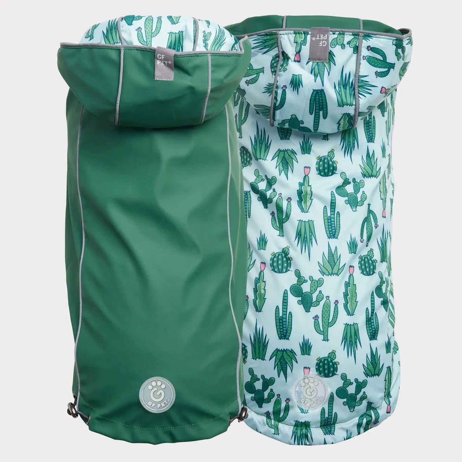Reversible Dog Raincoat | Green Cactus