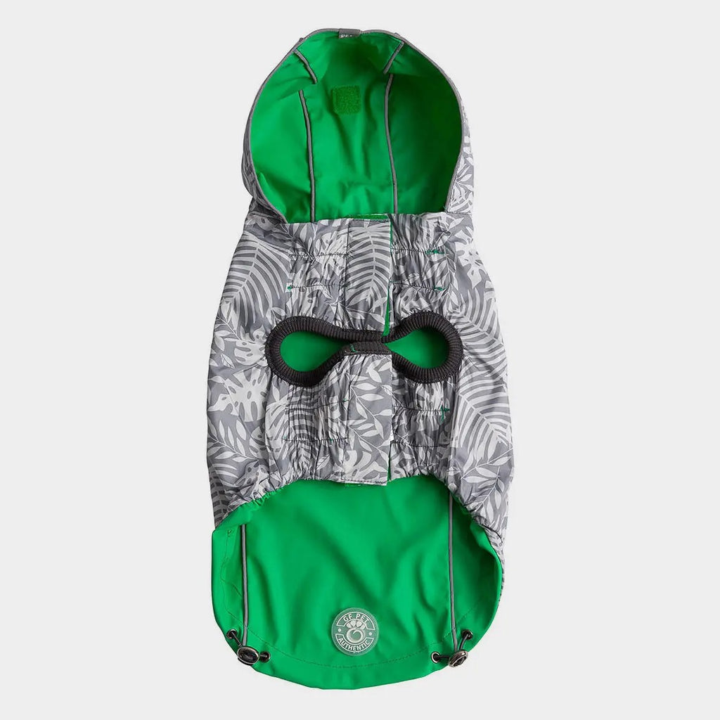 Reversible Dog Raincoat | Green Leaves