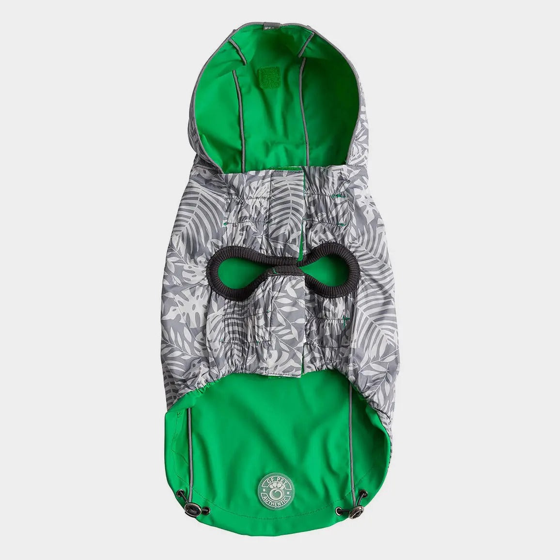 Reversible Dog Raincoat | Green Leaves