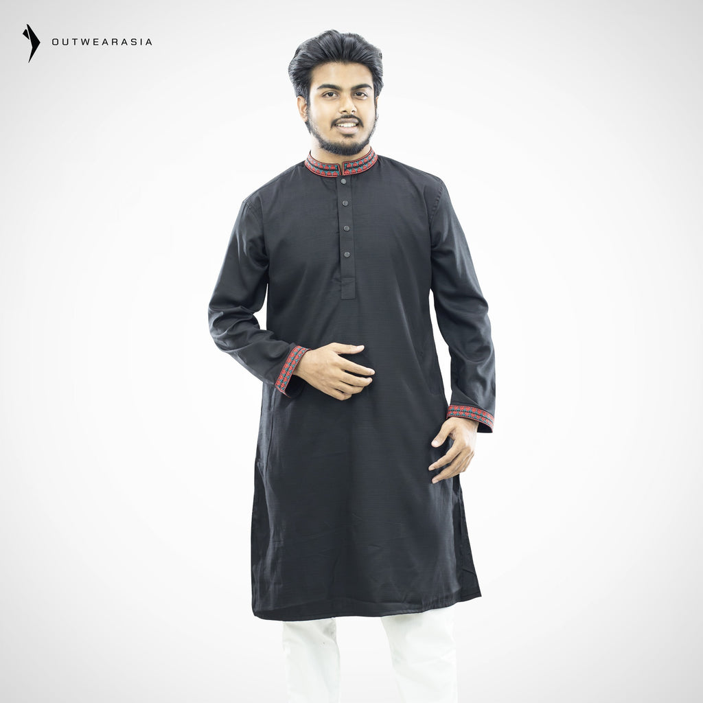 Outwear Men's Exclusive Embroidered Cotton Panjabi- D30