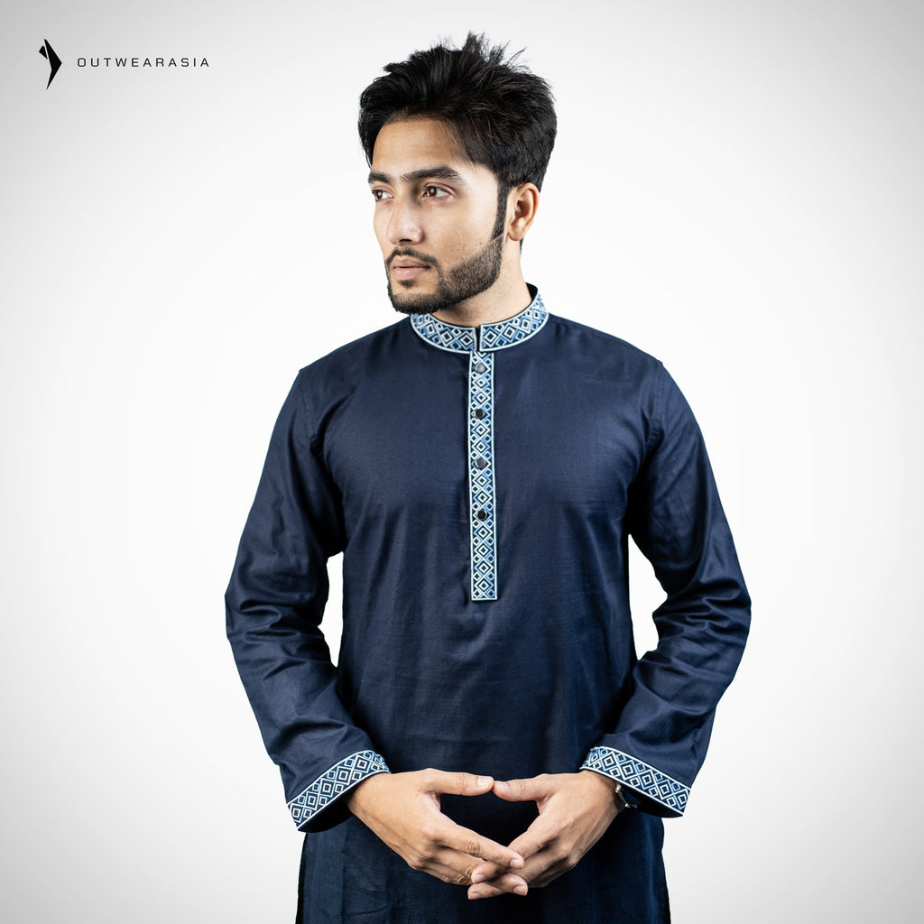 Outwear Men's Exclusive Embroidered Cotton Panjabi- D27