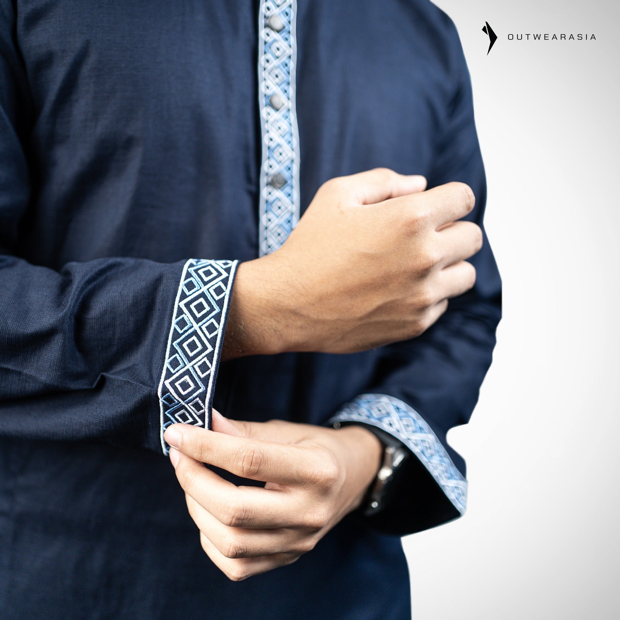 Outwear Men's Exclusive Embroidered Cotton Panjabi- D27