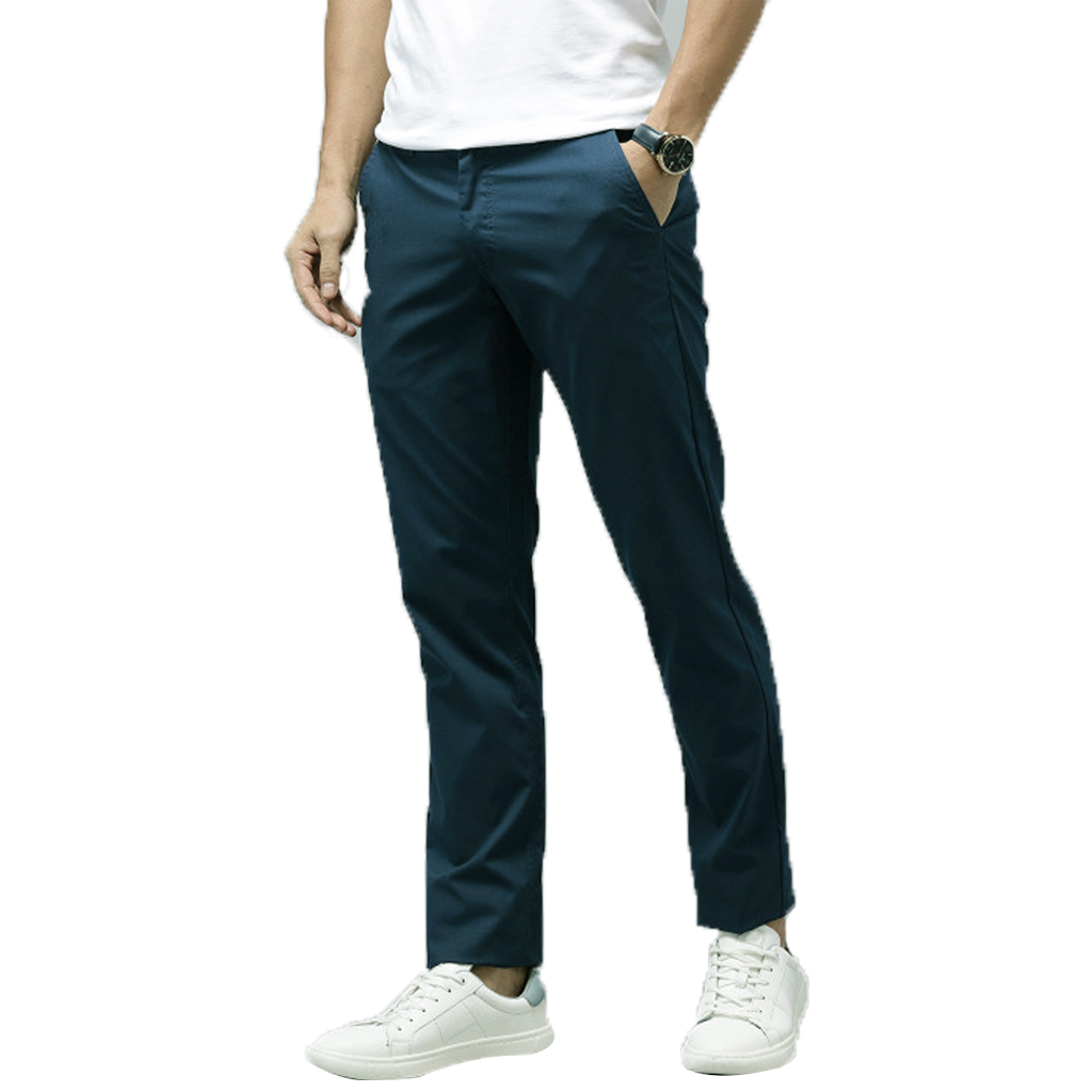 Men’s Slim Fit Teal Stretch Chinos – Twill Cotton Fabric