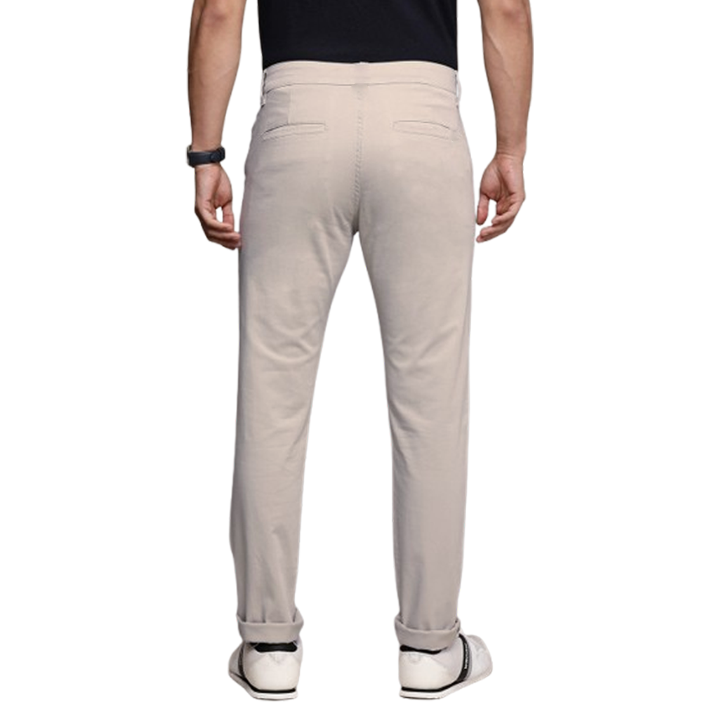 Men’s Slim Fit Beige Stretch Chinos – Twill Cotton Fabric