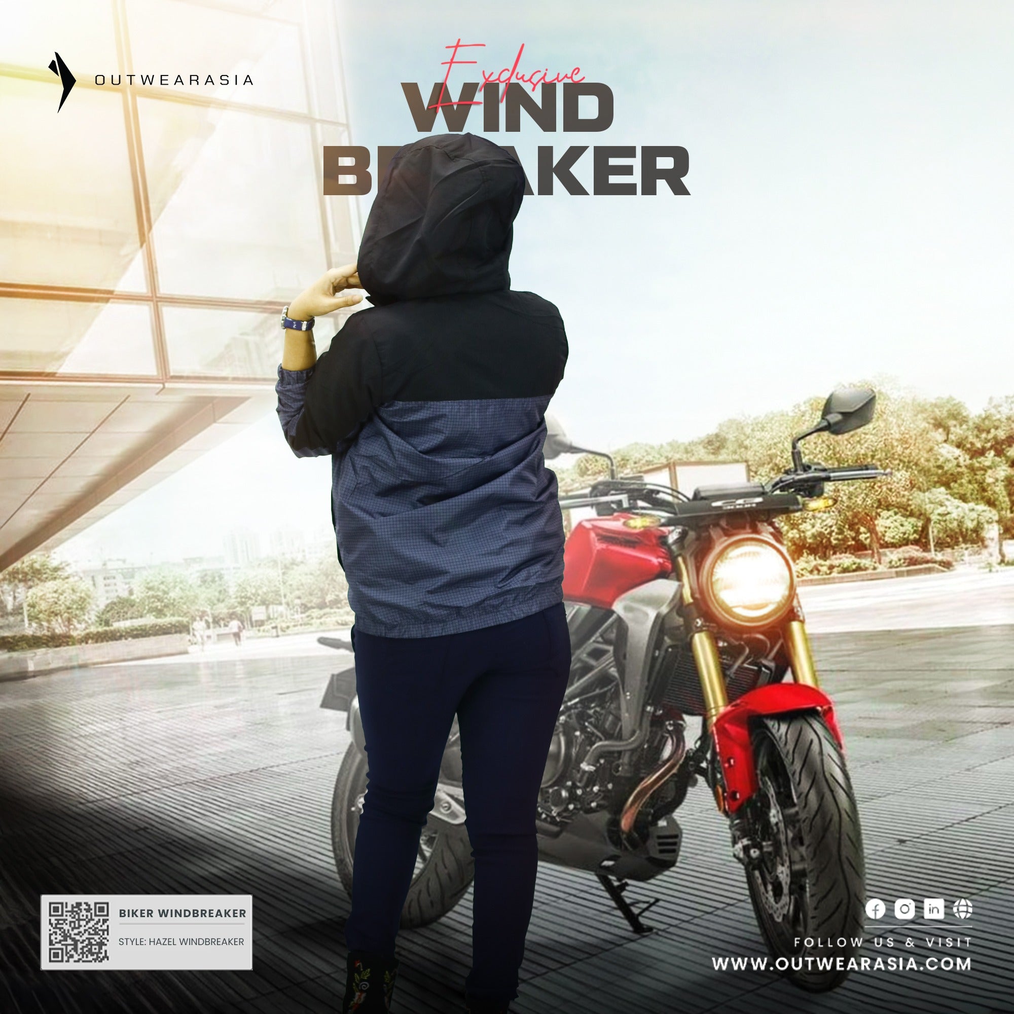 Outwear Ladies High Quality Premium Windbreaker For Lady Biker Hazel- BLACKPRINT