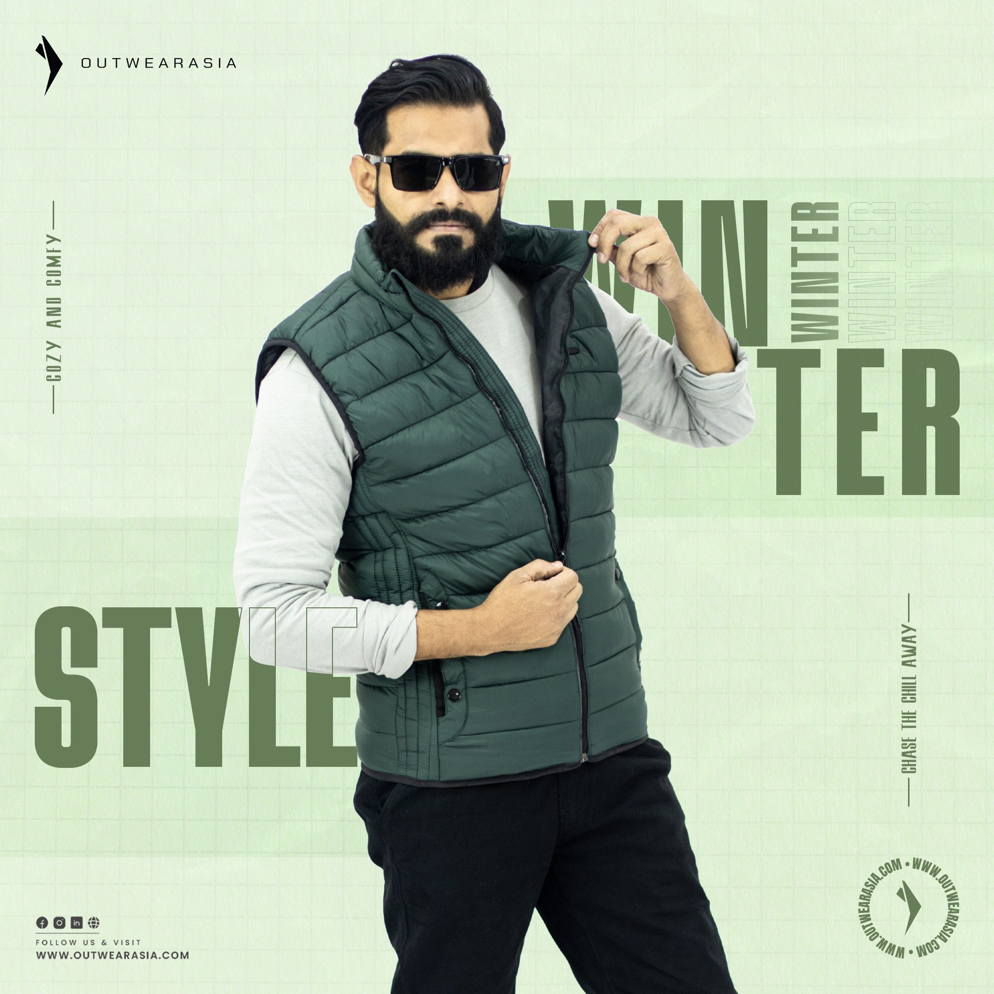 Men’s Premium Vest Winter Jacket for Men – jack vest -Olive