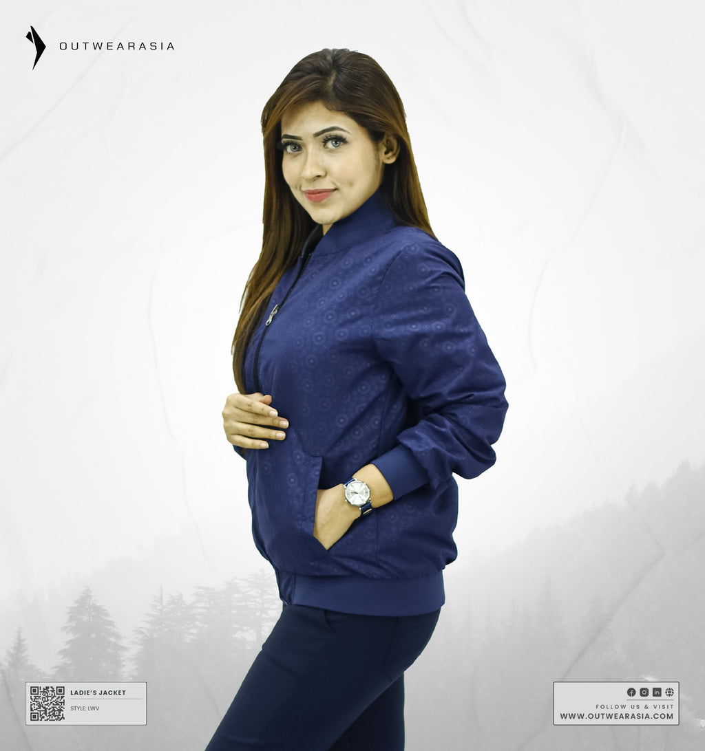 High-Quality Premium Ladies Reversible Jacket- LWV-Navy Printed