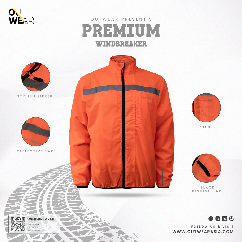 Premium Biker Windbreaker for Men’s -Orange