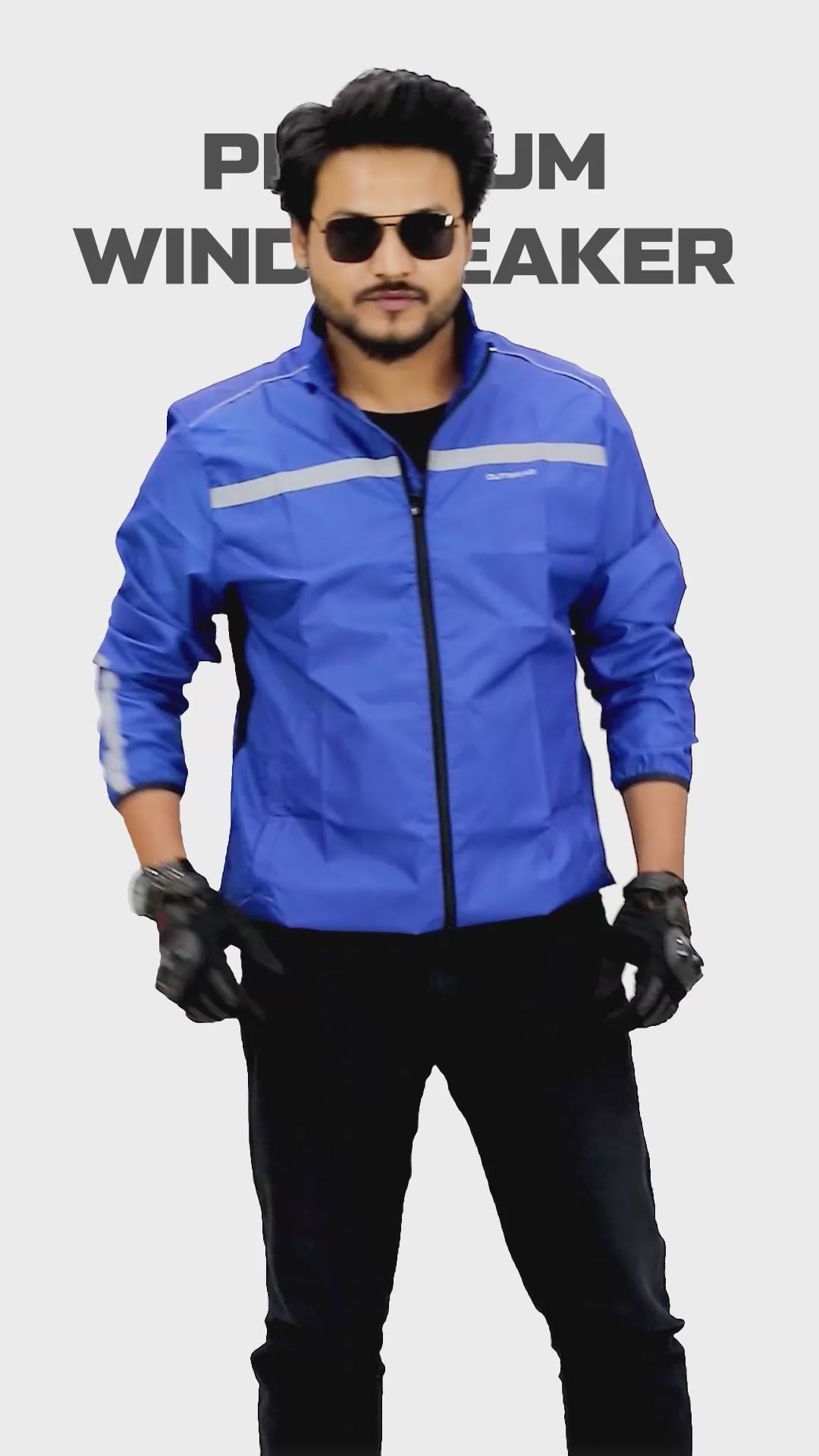 Premium Biker Windbreaker for Men’s-Windy Blue