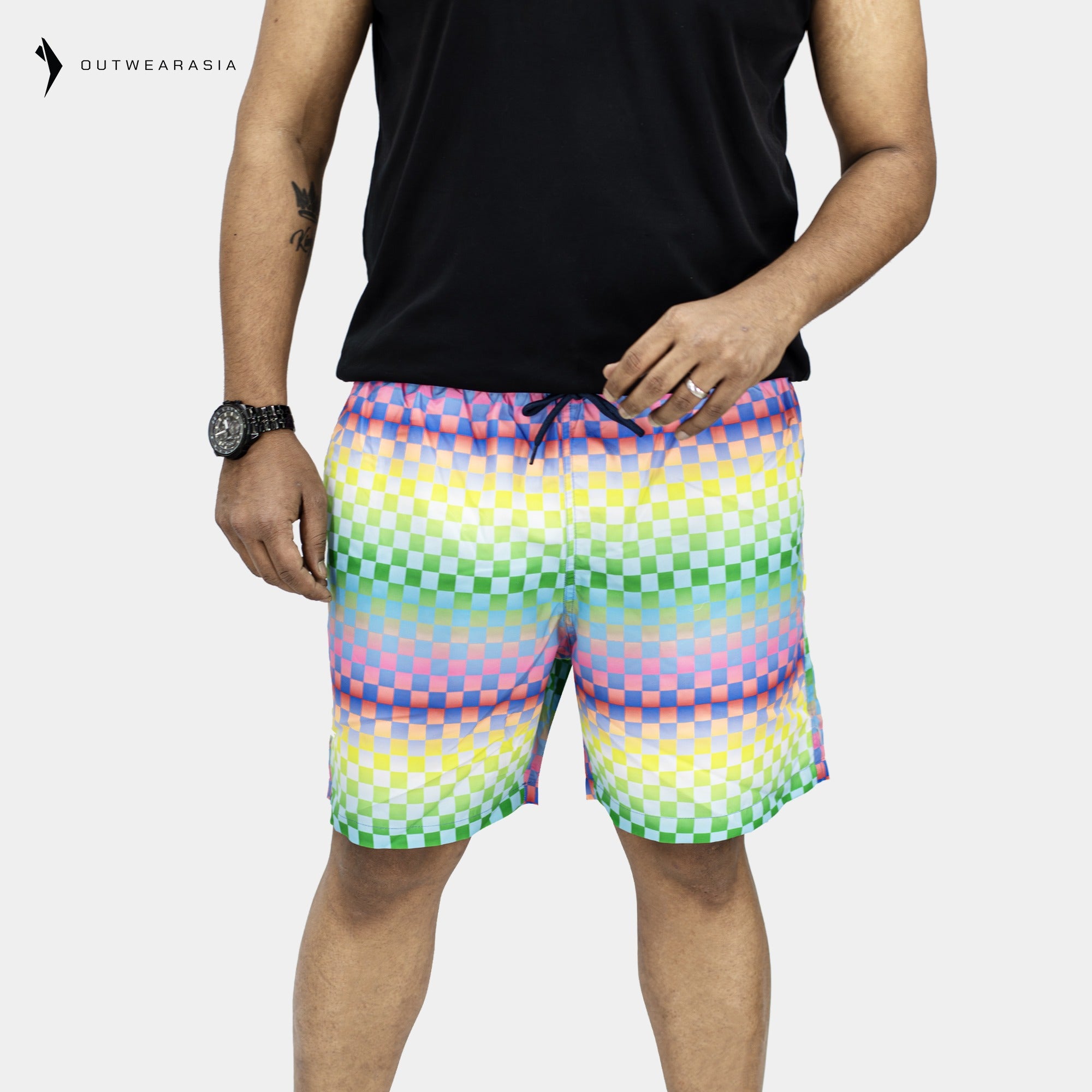 Outwear- Shorts For Men's Swimwear Square Print