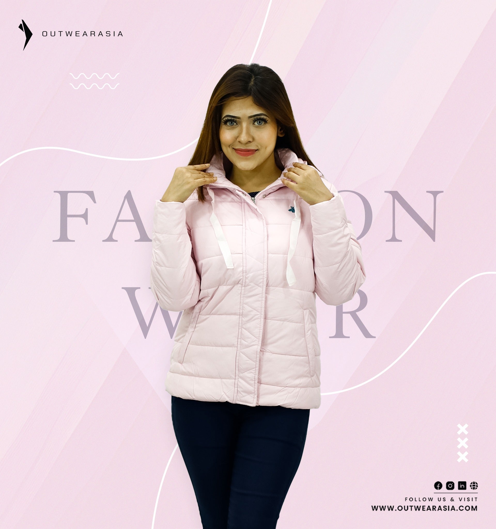 Premium Quality Winter Ladies Jacket-Pink-Red tape