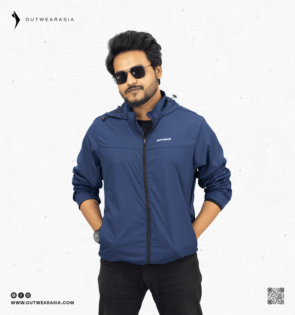 Windbreaker Travel Jacket with Portable Bag-Rich Blue