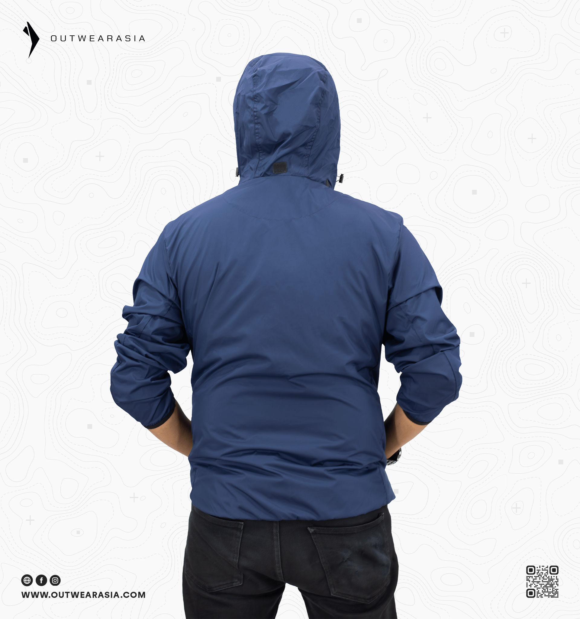 Windbreaker Travel Jacket with Portable Bag-Rich Blue