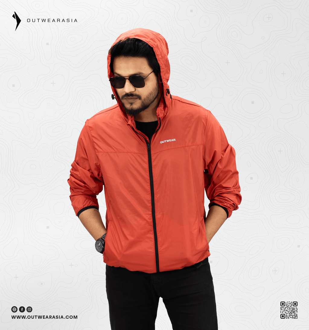 Windbreaker Travel Jacket with Portable Bag -Orange