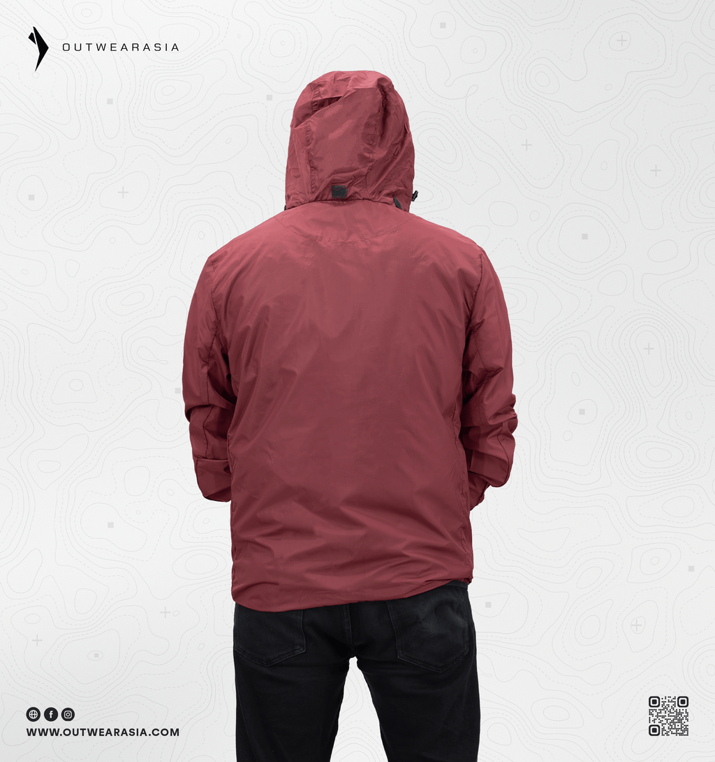 Windbreaker Travel Jacket with Portable Bag-Maroon