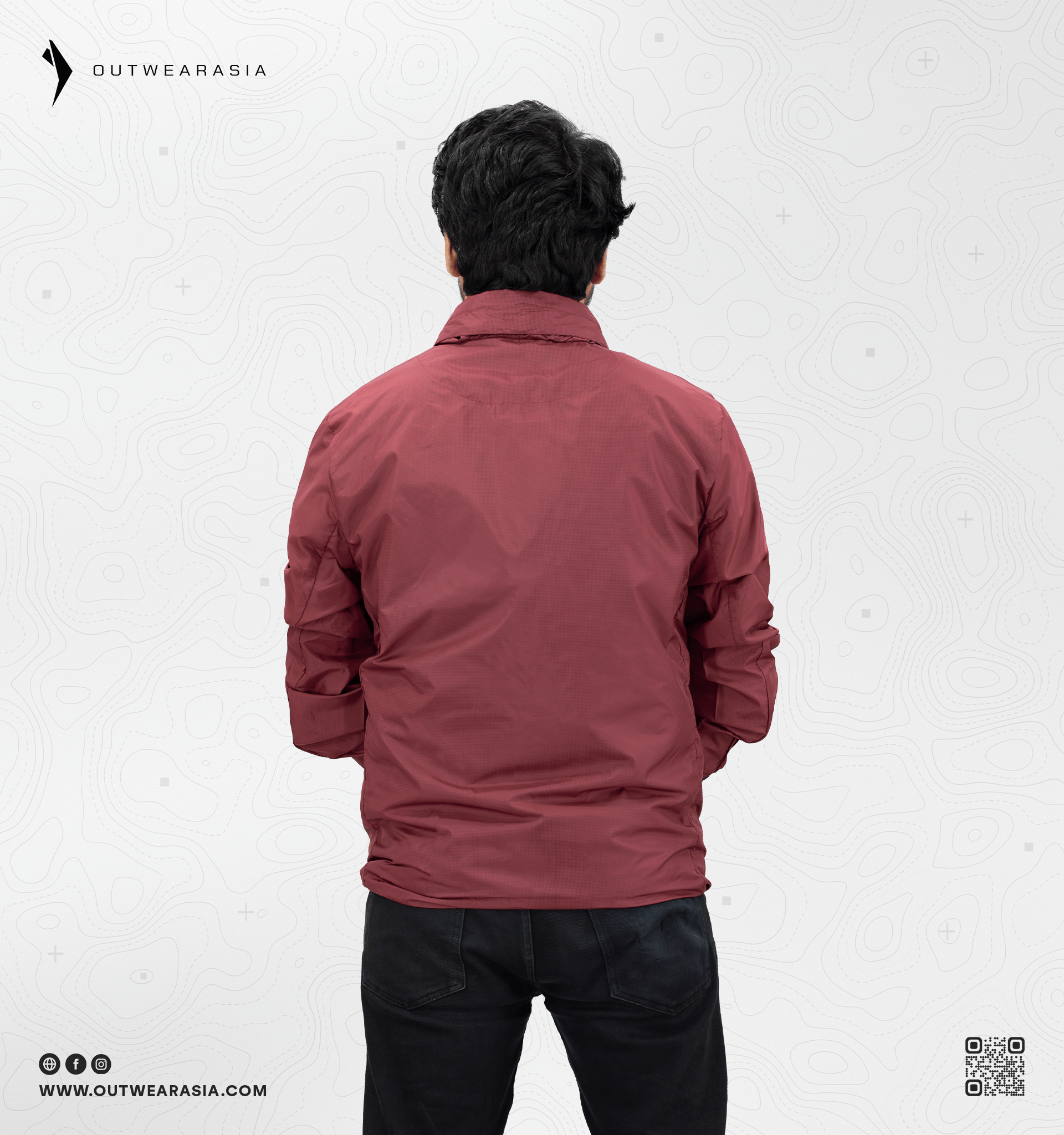 Windbreaker Travel Jacket with Portable Bag-Maroon