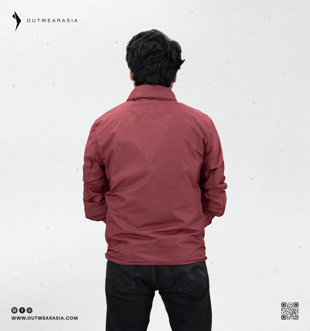 Windbreaker Travel Jacket with Portable Bag-Maroon