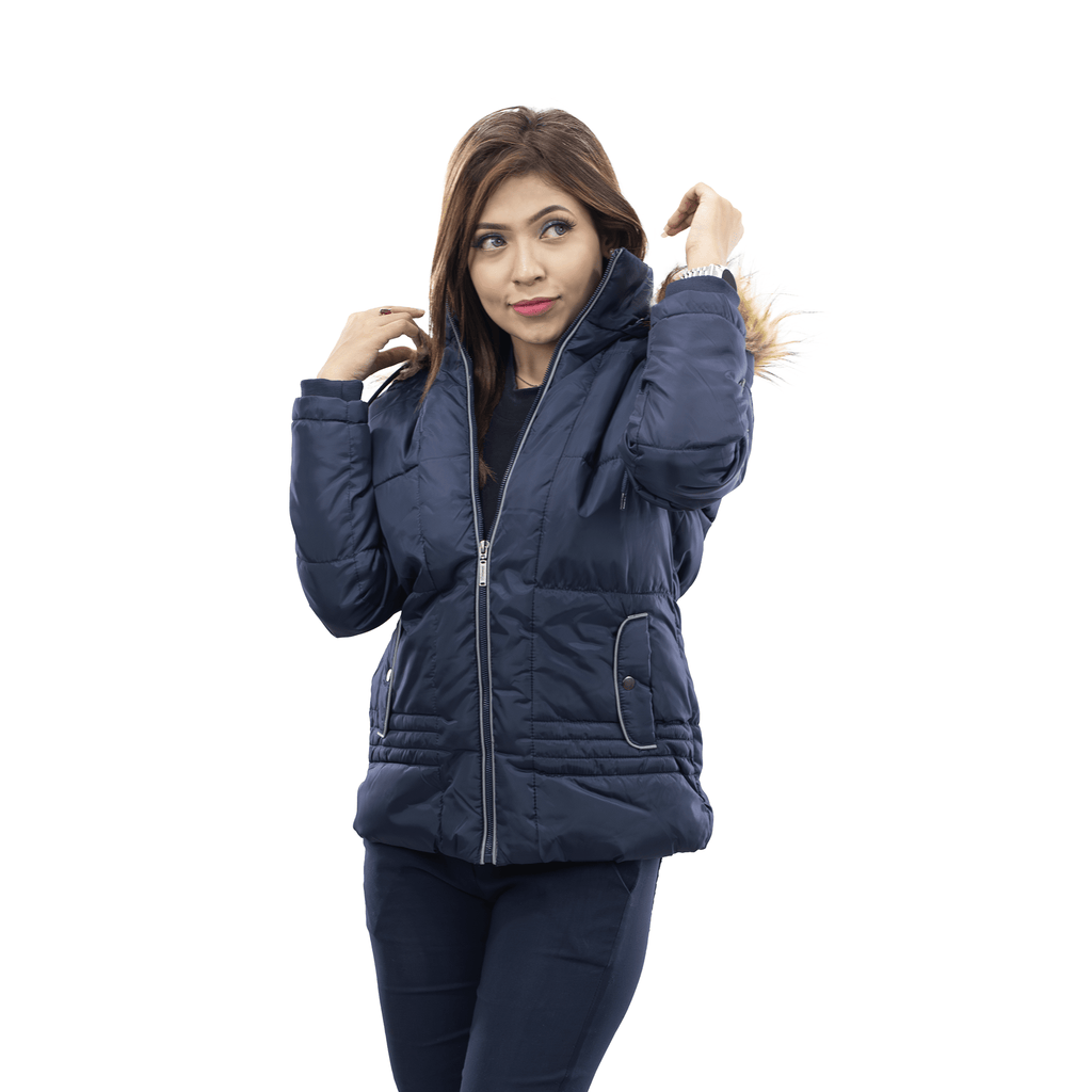 Premium Winter Ladies Jacket With Fa Hood-LIVIA NAVY