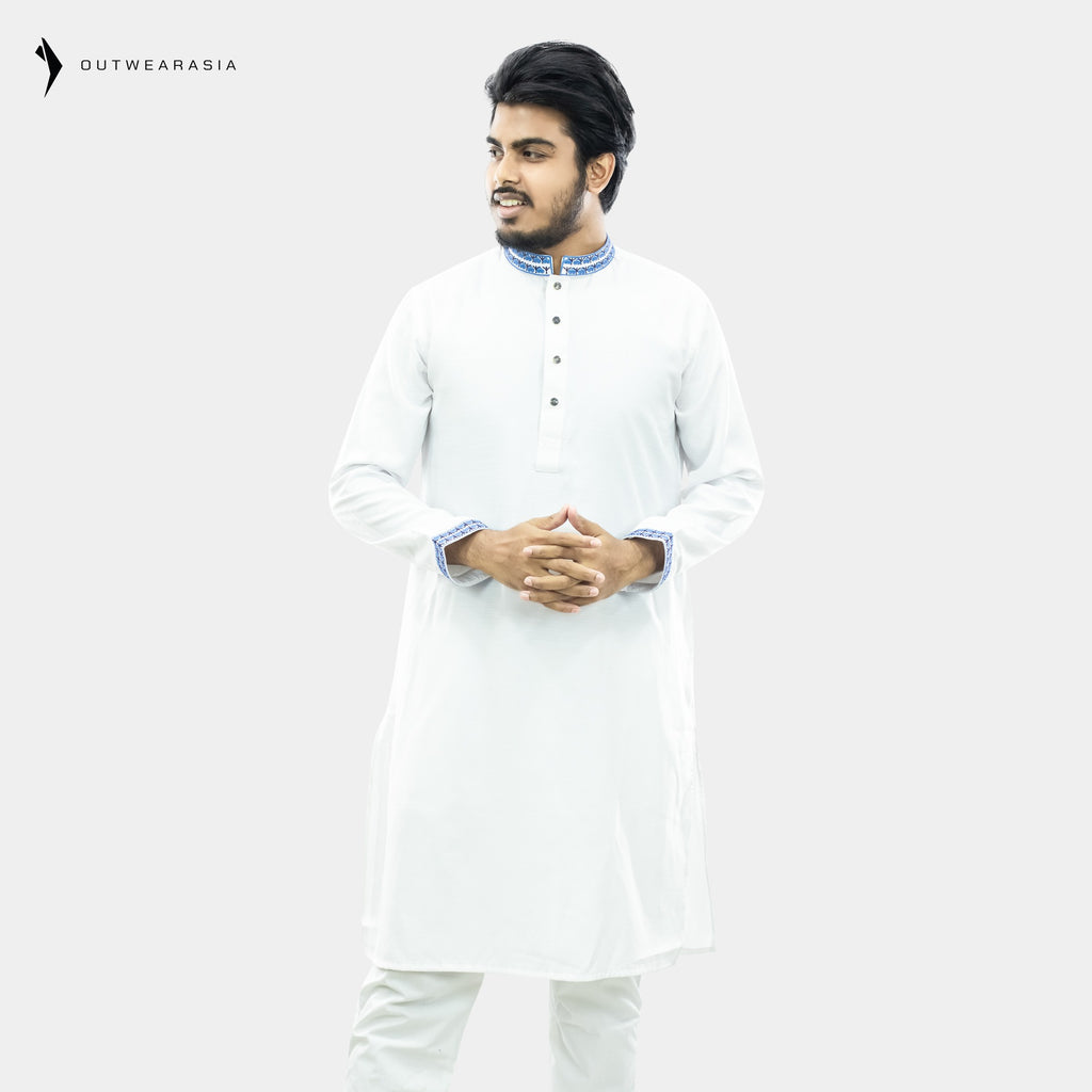 Outwear Men's Exclusive Embroidered Cotton Panjabi- D27
