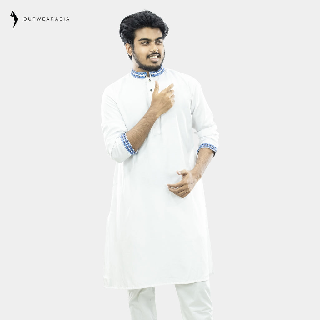 Outwear Men's Exclusive Embroidered Cotton Panjabi- D27